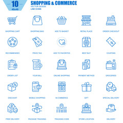Poster - Thin line online shopping and e-commerce icons set for website and mobile site and apps. Contains such Icons as Basket, Delivery, Price Tag. 48x48 Pixel Perfect. Editable Stroke. Vector illustration.