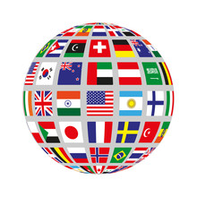 Flat Circle With Flags Of Different Countries. Vector Illustration.
