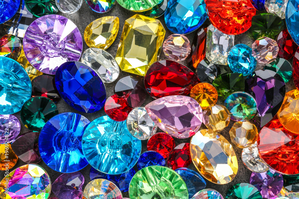 Stock Foto Various colorful precious stones for jewellery as background Adobe Stock