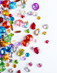 Canvas Print - Colorful precious stones for jewellery on white background