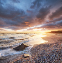 Wall Mural - sea shore during sunrise. beautiful natural seascape