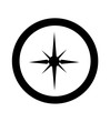 Simple, minimal,flat, black compass logo