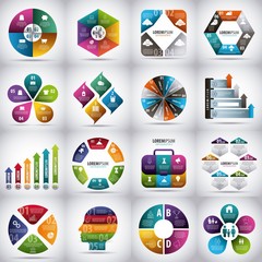 Wall Mural - infographics set diagram arrows graph presentation idea cycle chart data options parts steps vector illustration