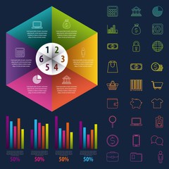 Sticker - infographics business office banking diagram bar statistics vector illustration