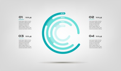 Poster - Maze circular chart color infographics step by step in a series of labyrinth. Element of graph, diagram with 4 options - parts, processes. Vector business template for presentation