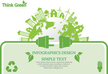 Wall Mural - Ecology connection  concept background . Vector infographic illustration
