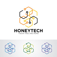 Honey Tech Logo Template Design Vector, Emblem, Design Concept, Creative Symbol, Icon