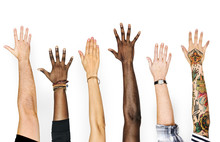 Diversity Hands Raised Up Gesture
