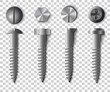Set of Screws, Bolts, Nuts and Rivets. Top and Side View. Isolated Vector Elements on transparent background. vector