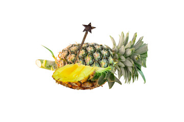 Wall Mural - The Pineapple were placed on a white background.