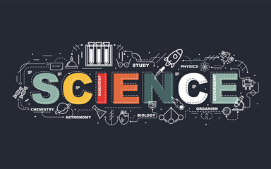design concept of word science website banner.