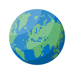 world map silhouette. globe in dots.