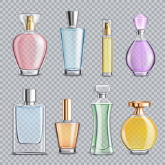 Wall Mural - Perfume Glass Bottles Transparent Background