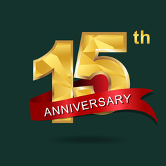 Wall Mural - 15th anniversary, aniversary, years anniversary celebration logotype. Logo,numbers and ribbon anniversary.