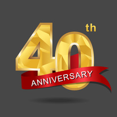 Wall Mural - 40th anniversary, aniversary, years anniversary celebration logotype. Logo,numbers and ribbon anniversary.