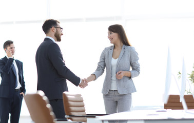 Wall Mural - welcome handshake Manager and the client