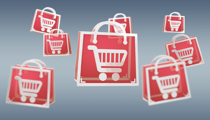 Sticker - Digital shopping icons isolated 3D rendering