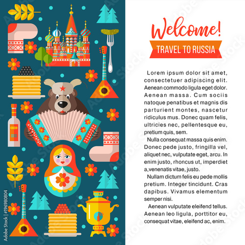 Welcome to Russia. Travelling to Russia. Vector illustration. Tablou Canvas