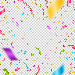 Wall Mural - Multicolored confetti on a checkered background. Can be used over any image. Vector illustration.