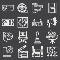 Wall Mural - set of line cinema icon