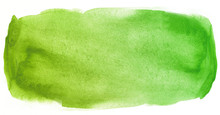 Watercolor Texture Stain Green With Water Color Blots And Wet Paint