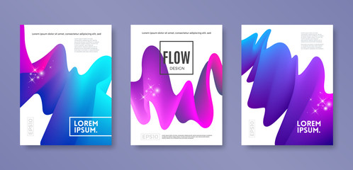 Wall Mural - Set of cover design with abstract multicolored flow shapes. Vector illustration template. Universal abstract design for covers, flyers, banners, greeting card, booklet and brochure.