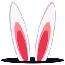 Colorful Cartoon Rabbit Ears Hole Icon.