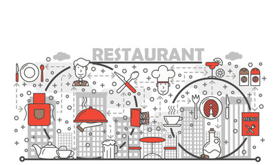 Wall Mural - Restaurant concept vector flat line art illustration