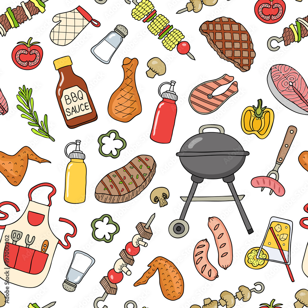 Seamless pattern of barbecue. Stock Vector | Adobe Stock