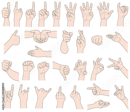 手 ポーズ ハンド ジェスチャー Vettoriale Stock Adobe Stock