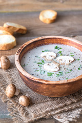 Canvas Print - Portion of creamy mushroom soup