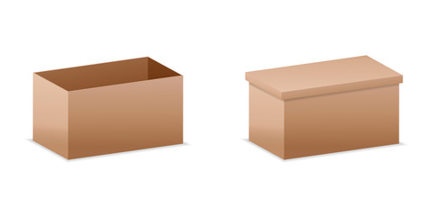 Vector illustration. realistic 3D cardboard box. mockup for desi