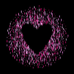 Wall Mural - Pink sequins glitter background with heart.