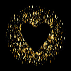 Wall Mural - Golden sequins glitter background with heart.