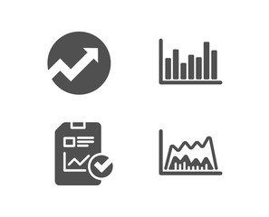 Wall Mural - set of audit, report checklist and bar diagram icons. trade chart sign. arrow graph, sales growth fi