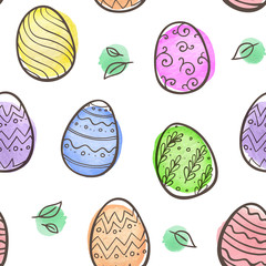 Canvas Print - Easter seamless pattern with eggs