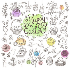 Poster - Doodle Easter design elements