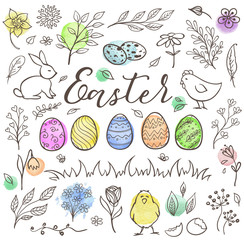 Sticker - Hand drawn Easter doodle elements