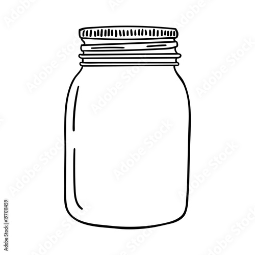 Hand drawn mason jar. Contour sketch. Vector Tableau sur Toile