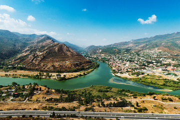 Sticker - Confluence Of The Rivers Mtkvari And Aragvi. Svetitskhoveli Cathedral, Ancient Georgian Orthodox Church, Georgia