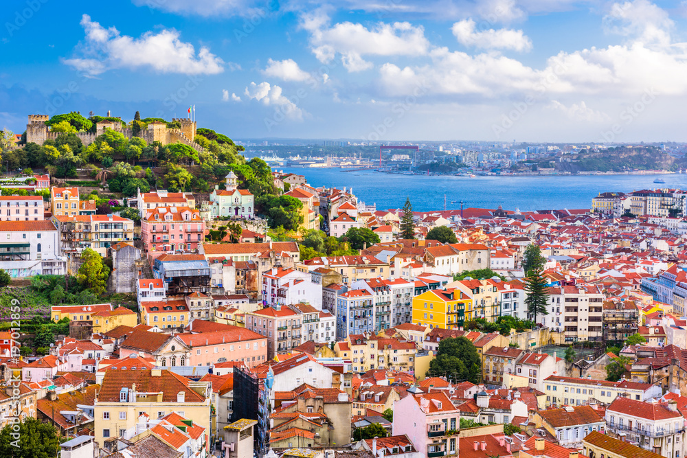 Obraz na płótnie Lisbon, Portugal City Skyline w salonie