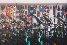 Various Modern Bikes Selling In Bicycle Shop