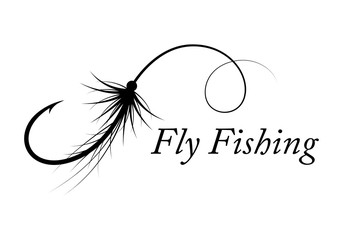 Wall Mural - graphic fly fishing, vector