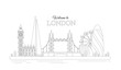 Vector illustration of line design London concept. Modern London city with most famous buildings. Flat line graphic on white background.