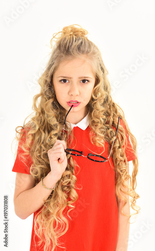 Sweet Little Girl With Curly Hair Isolated On White Buy