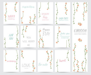 Colorful greeting card with flower,leaf and plant