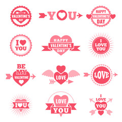 Wall Mural - labels and badges for valentine day. love symbols