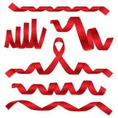 Wall Mural - festival and celebrations red ribbons at different dynamic shapes