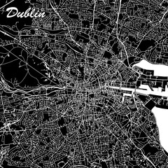 Wall Mural - Dublin Ireland City Map Black and White