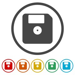 Sticker - Magnetic floppy disc icon, 6 Colors Included